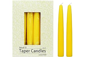 12-Piece Taper Candles: Illuminate Your Space with Golden Elegance
