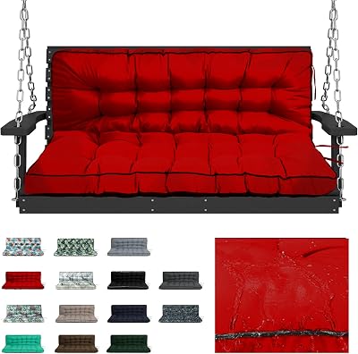 Outdoor Waterproof Porch Swing Cushion Replacement, Red, 70.8x40in