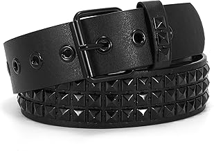 WHIPPY Rivet Belt Leather Metal Punk Rock Rivet Belt for Women/Men Punk Leather Belt Gothic Belt Accessories for Jeans Trousers