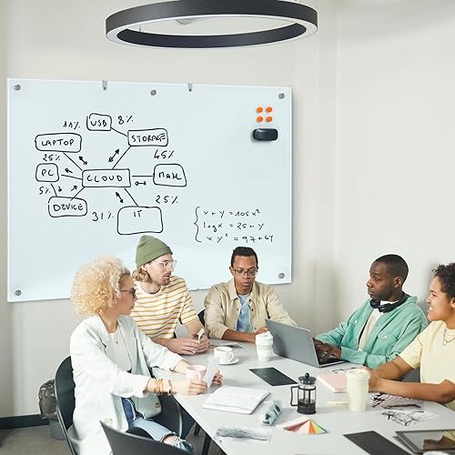 Miniatura 7 de Pizarra de cristal grande de borrado en seco, 72 x 48 pulgadas, pizarra magnética de vidrio para pared, tablero sin marco de 6 x 4 pies para