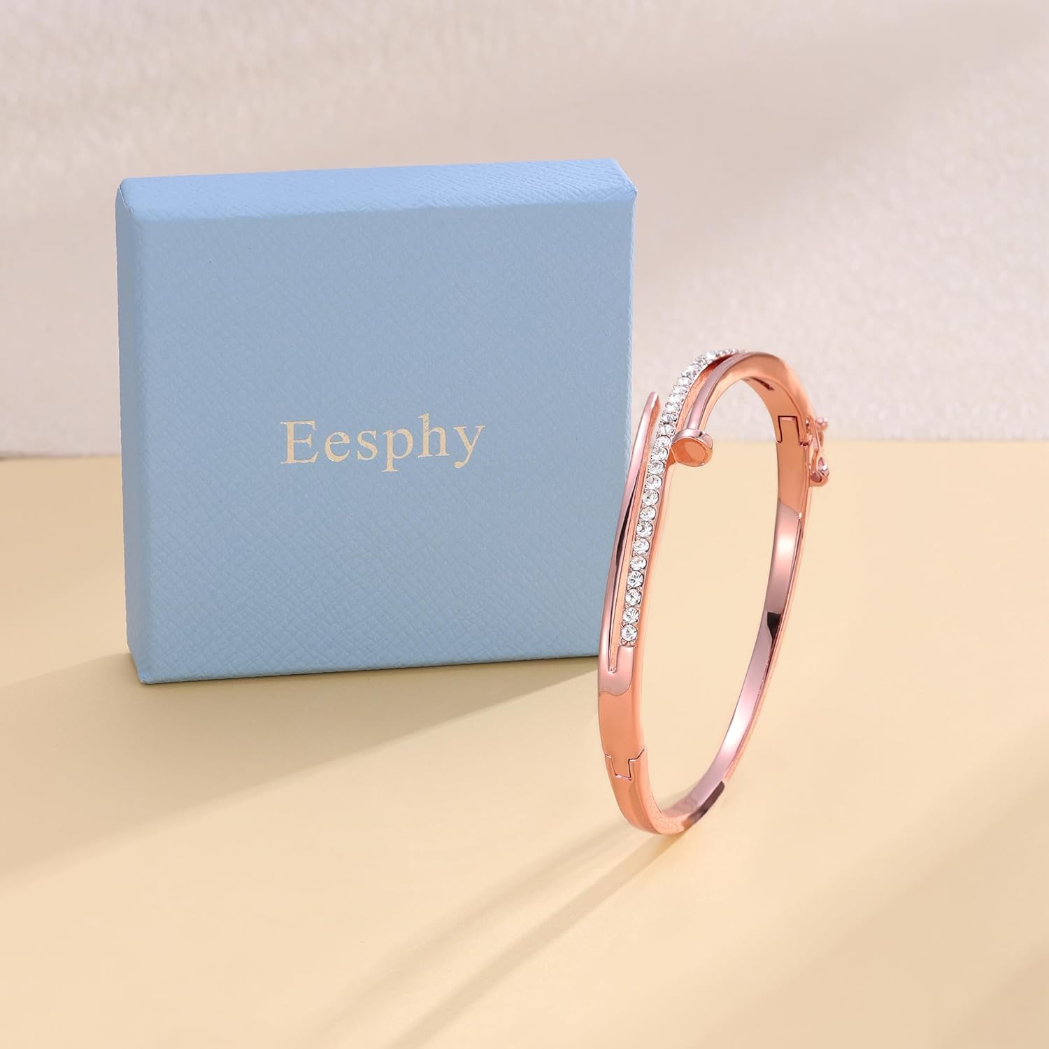 18K Gold Plated Knotty Nail Bangle Bracelet for Women with Austrian Crystals, Dainty Trendy Jewelry for Birthday,Anniversary,Elegant Gift for Her - Image 5