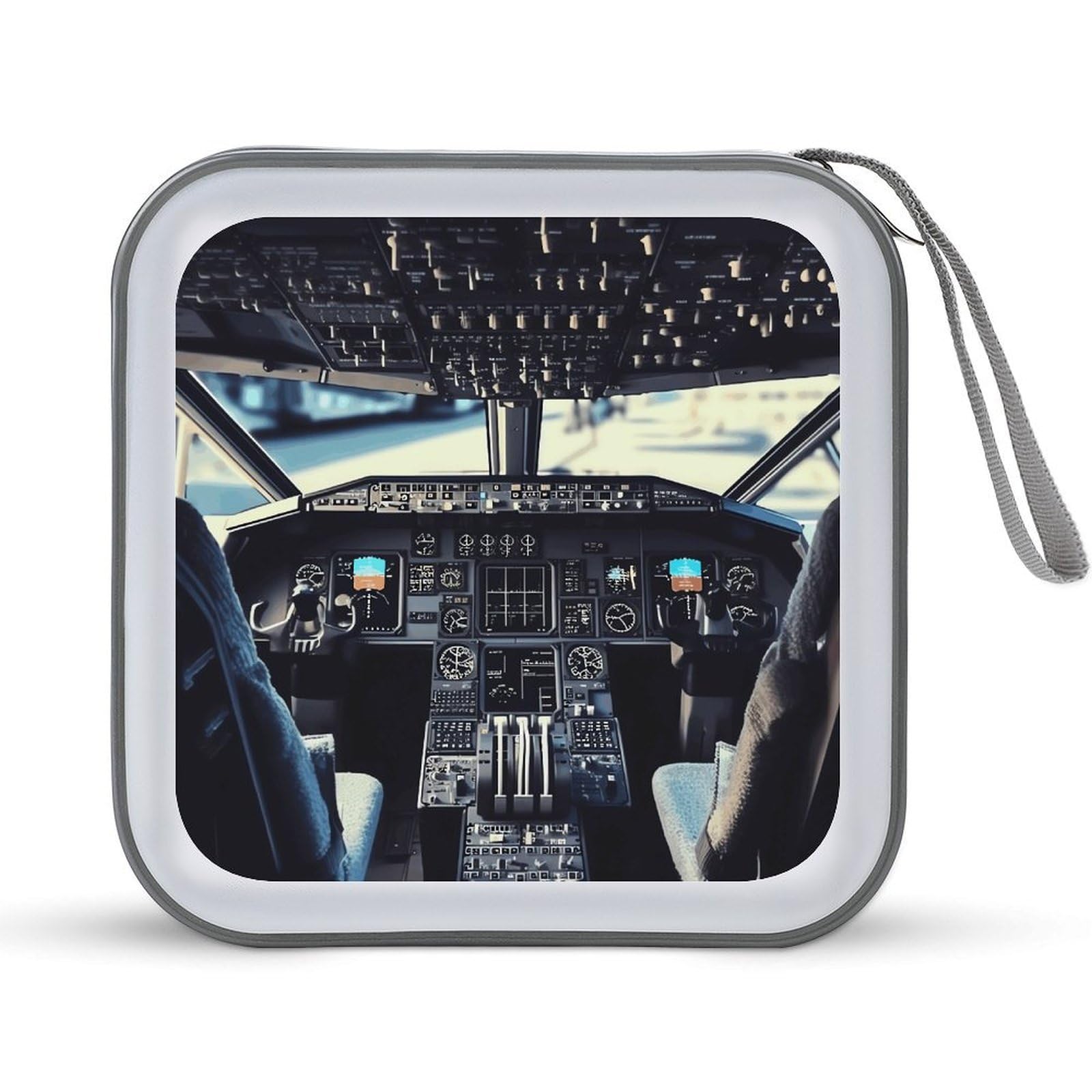 VstaDank Airplane Cockpit CD Case with Hand Strap Lightweight DVD Wallet Holder 40 Capacity CD/DVD Case Wallet Protective CD Wallet CD/DVD Portable Storage Binder for Car Home Office