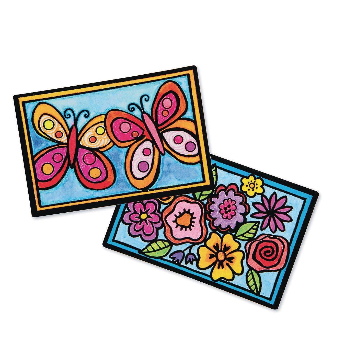 S&S Worldwide Mini Velvet Art Posters, 10 each of 10 Designs, Designs to Appeal to Everyone, Kids, Adults, Boys, Girls, Color With Markers or Colored Pencils, 4" x 6" Cardstock, Pack of 100.