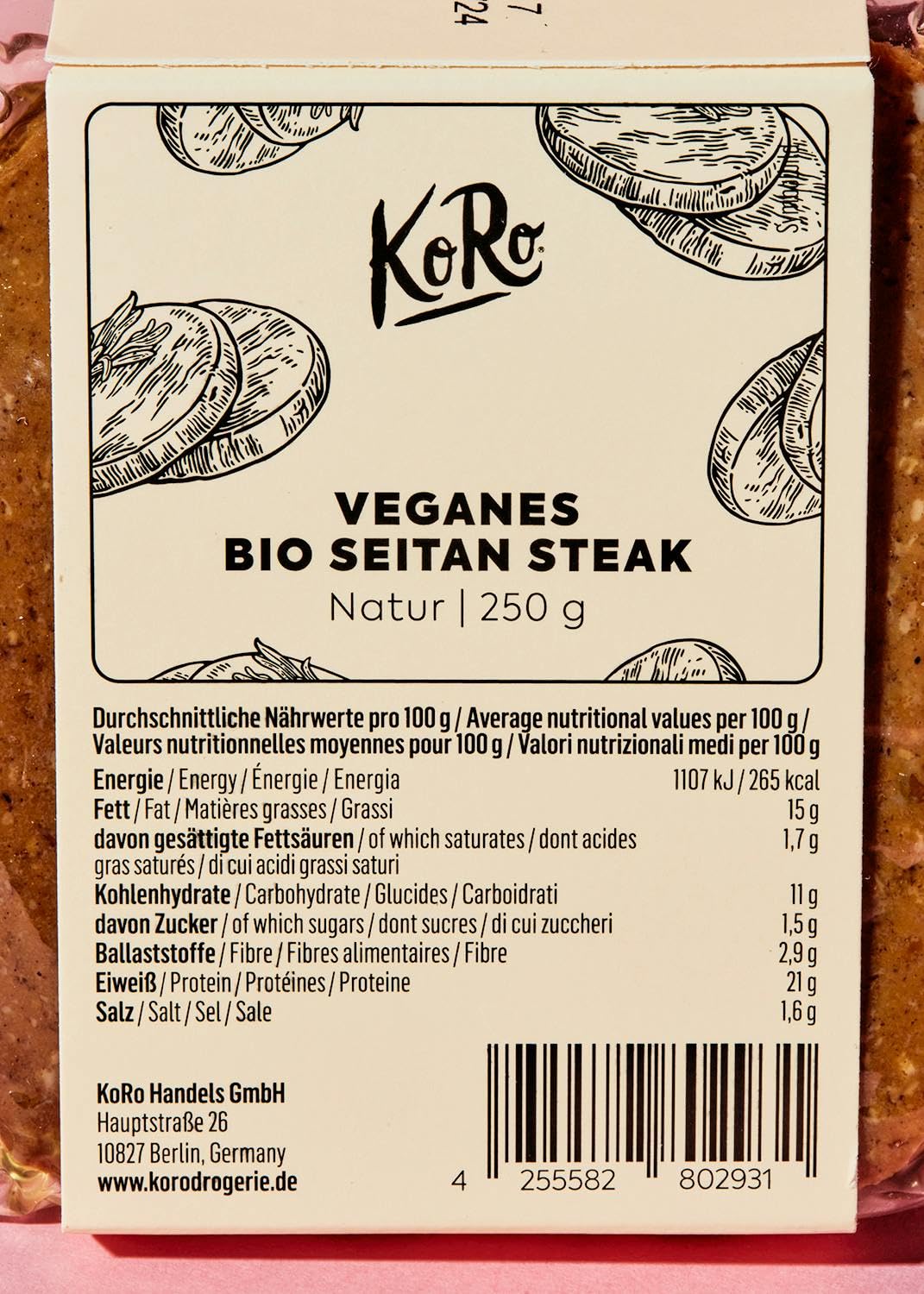 KoRo Veganes Bio Seitan Steak Natur 12 x 250 g