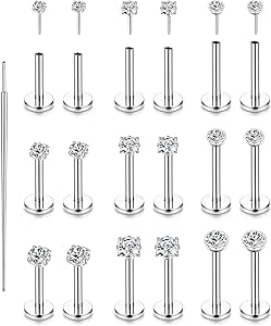 Amazon.com: LOLIAS 18PCS Threadless Nose Rings Studs for Women Men 20G ...