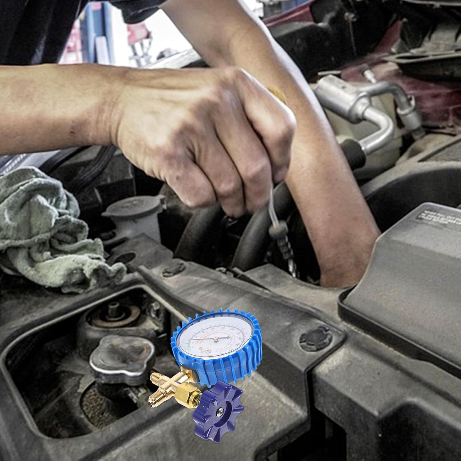 Recharge Gauge with Fluoride Filling Gauge for Automotive Ac Systems for Car Maintenance and Repair