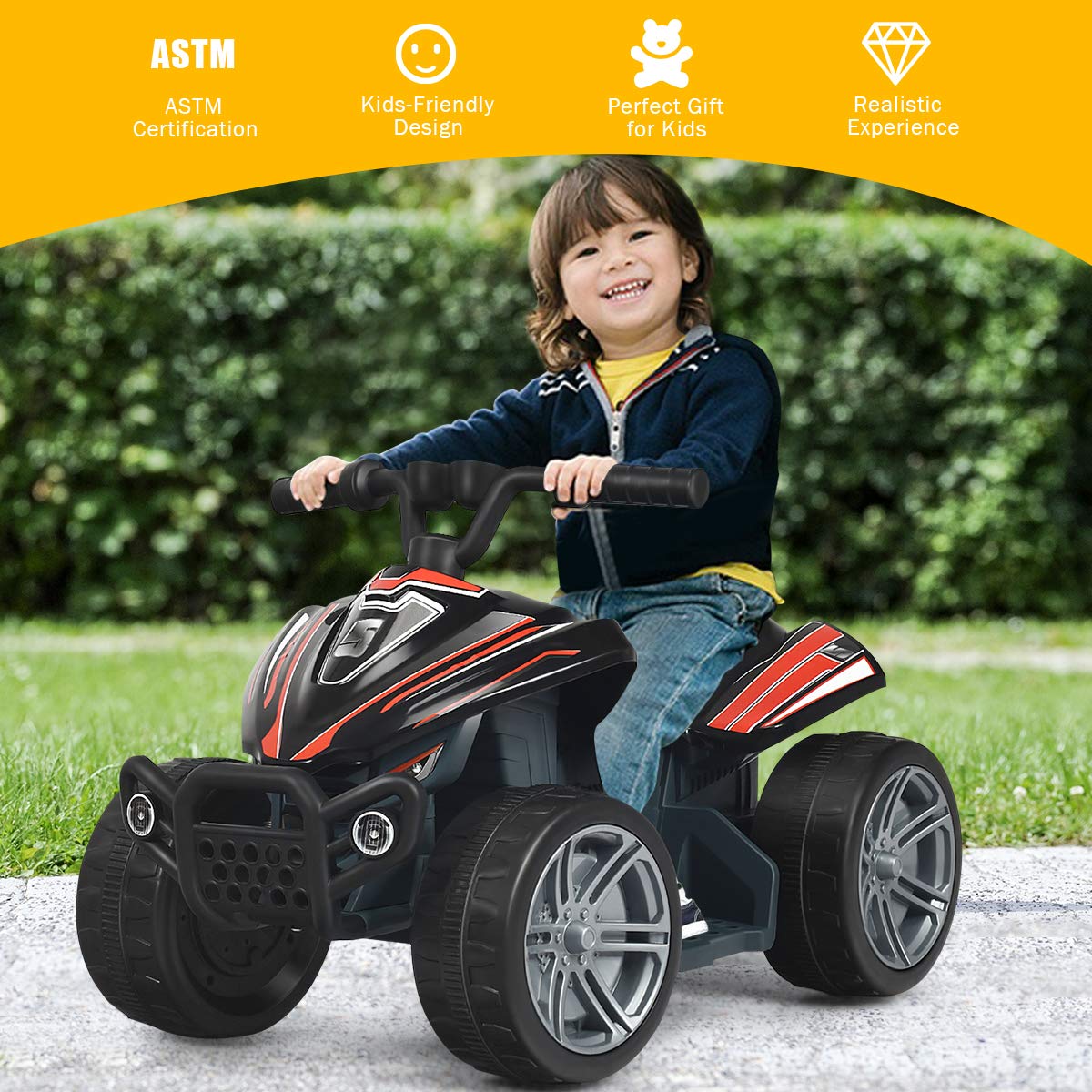 Costzon Kids ATV, 6V Battery Powered Electric Vehicle, 2 Speeds