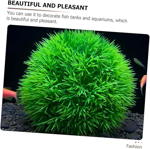 Miniatura 4 de Peces de plantas acuáticas s 6 piezas de bola de hierba artificial verde plástico acuario decorar decoración del hogar planta sintética acuario bola