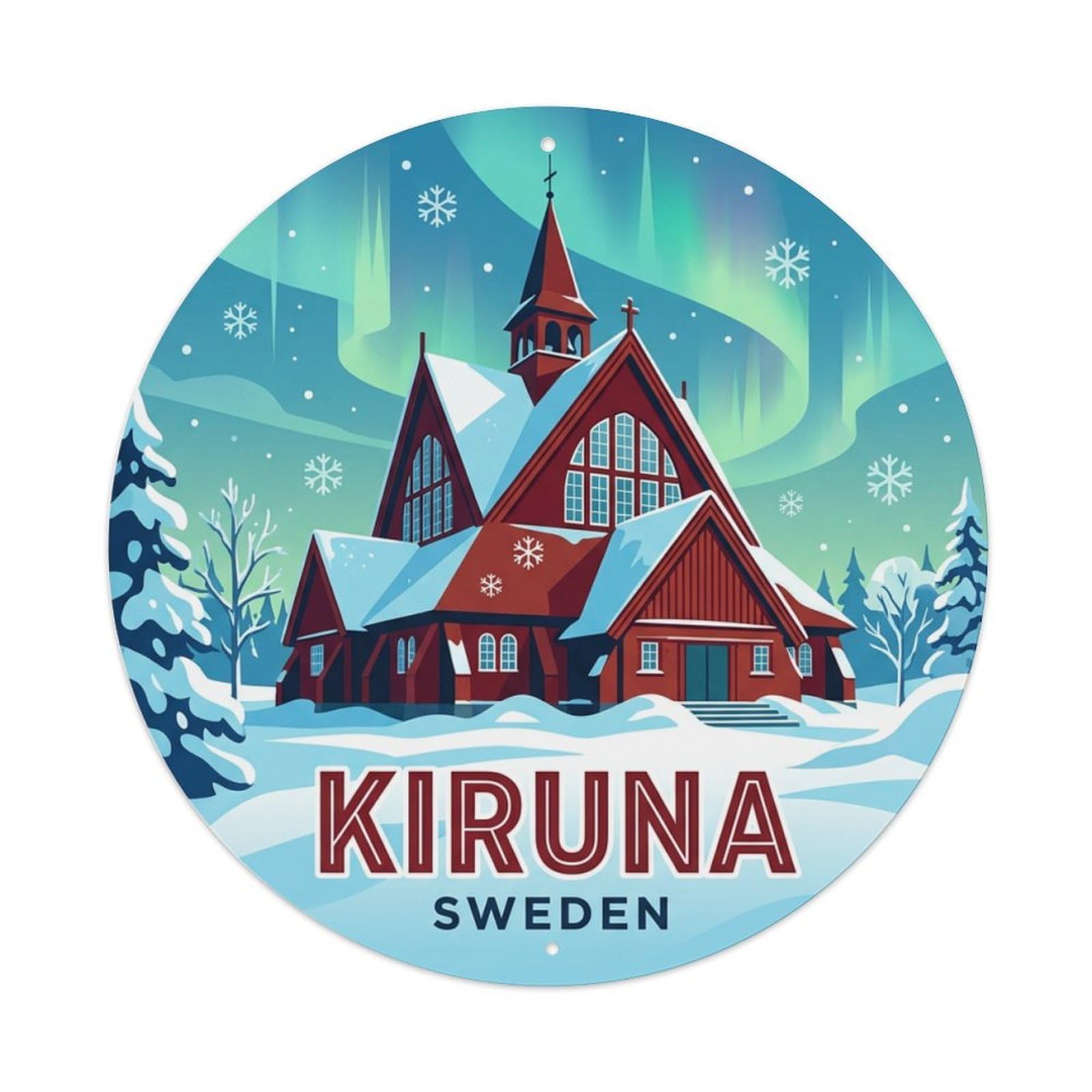Galvaxio Style Retro Travel Sweden Kiruna Metal Tin Sign