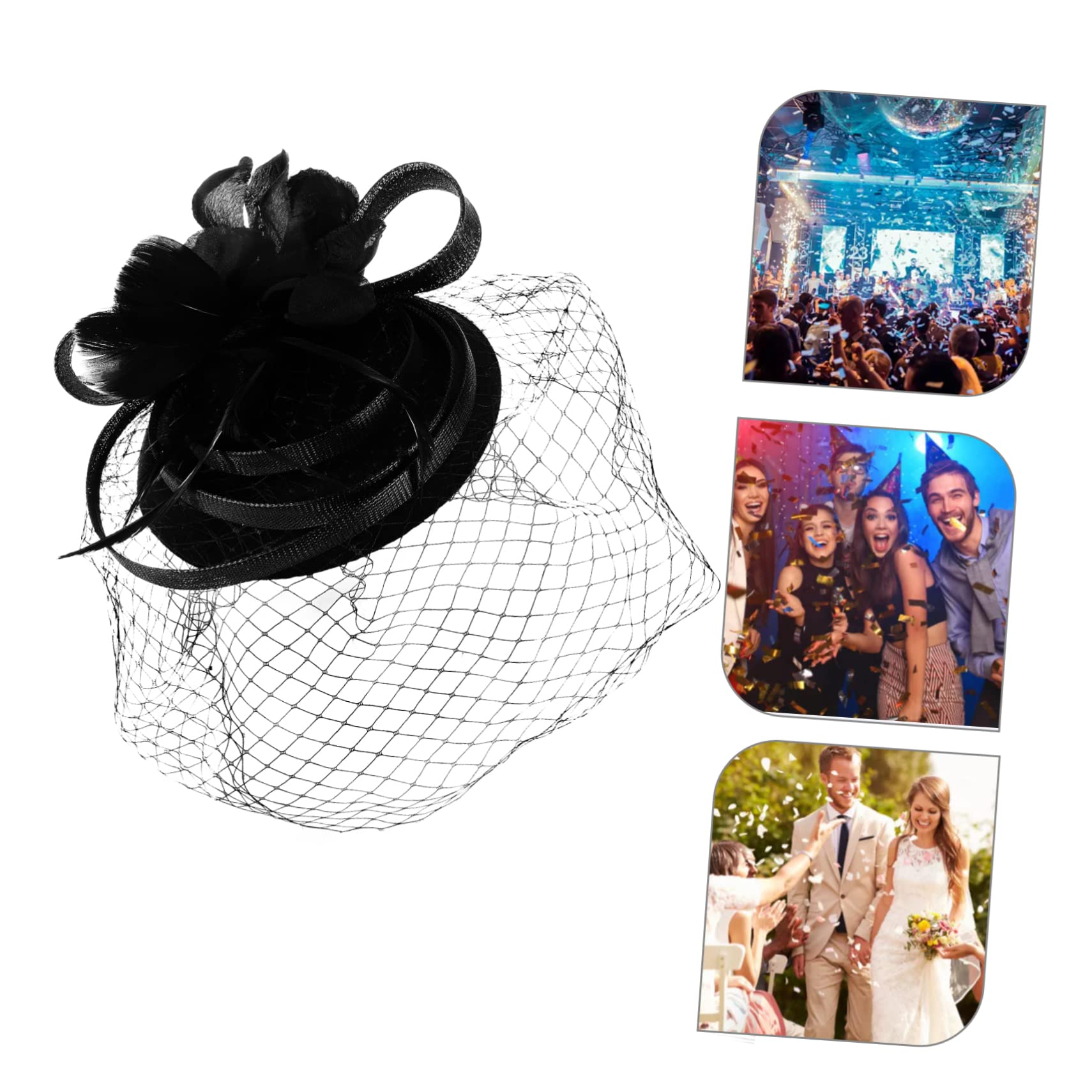 FRCOLOR 2Pcs Fascia del Cappello Accessori per delle Mini Cappello Sposa Copricapo per La Cerimonia Nuziale di Fascinator Copricapo Sposa Mini Fermagli