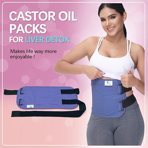 Miniatura 7 de glitz Paquete de aceite de ricino, paquetes de aceite de ricino orgánico reutilizable para desintoxicación del hígado (comprimir), menos desorden,