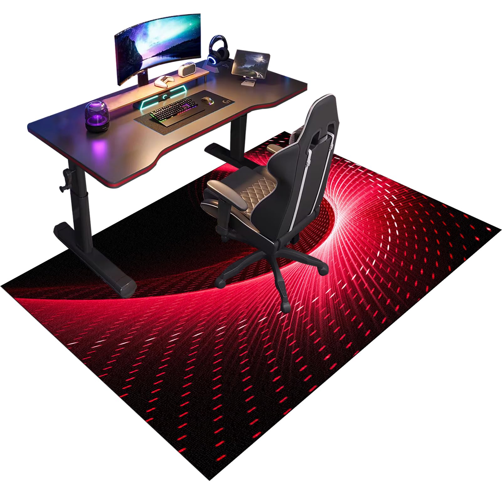 Fcenghox 1639A Gaming Chair Mat For Carpet Floors Office Chair Floor Mat For Hardwood Floor Carpet Protector Chair Mat For Rolling Chair Floor Protector For Office Computer Desk Chair Mat Low-Pile Rug 80 X 120 Cm