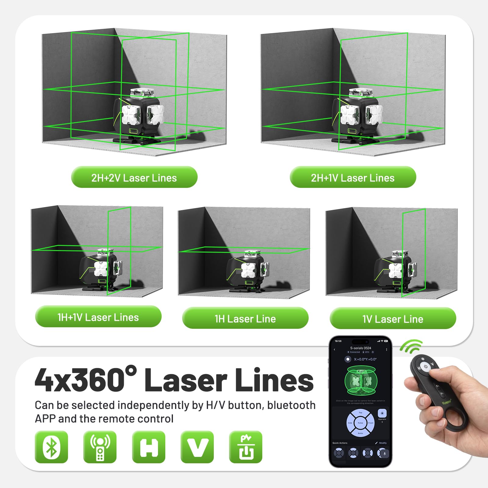 Huepar 4x360 Laser Level - Precise Alignment -8