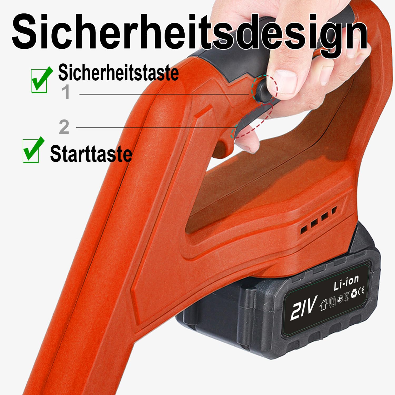 Hooha Spazzaneve 21 V 32 cm 2 × 2 Ah batteria con interruttore di sicurezza e caricatore, impugnatura frontale regolabile, spazzaneve elettrico per esterni, rimozione della neve su vialetti, ponti e