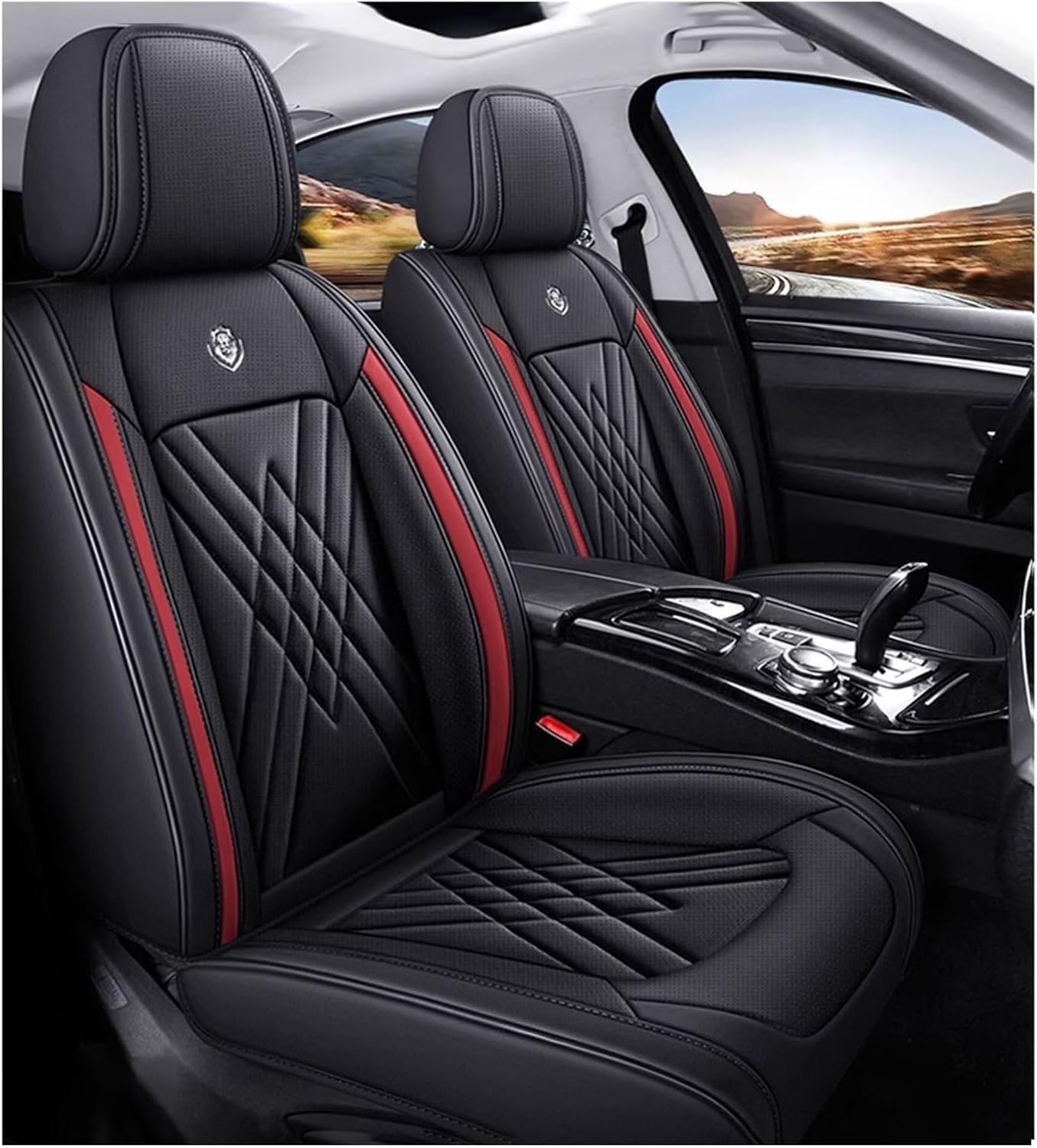ATTLGR Car Seat Covers for Hyundai i10 LA BA PA 2017-2025,Leather Front Rear Seat Covers,Full Set Seat Protectors Headrest Covers,Waterproof Breathable Accessories,B/BlackRed