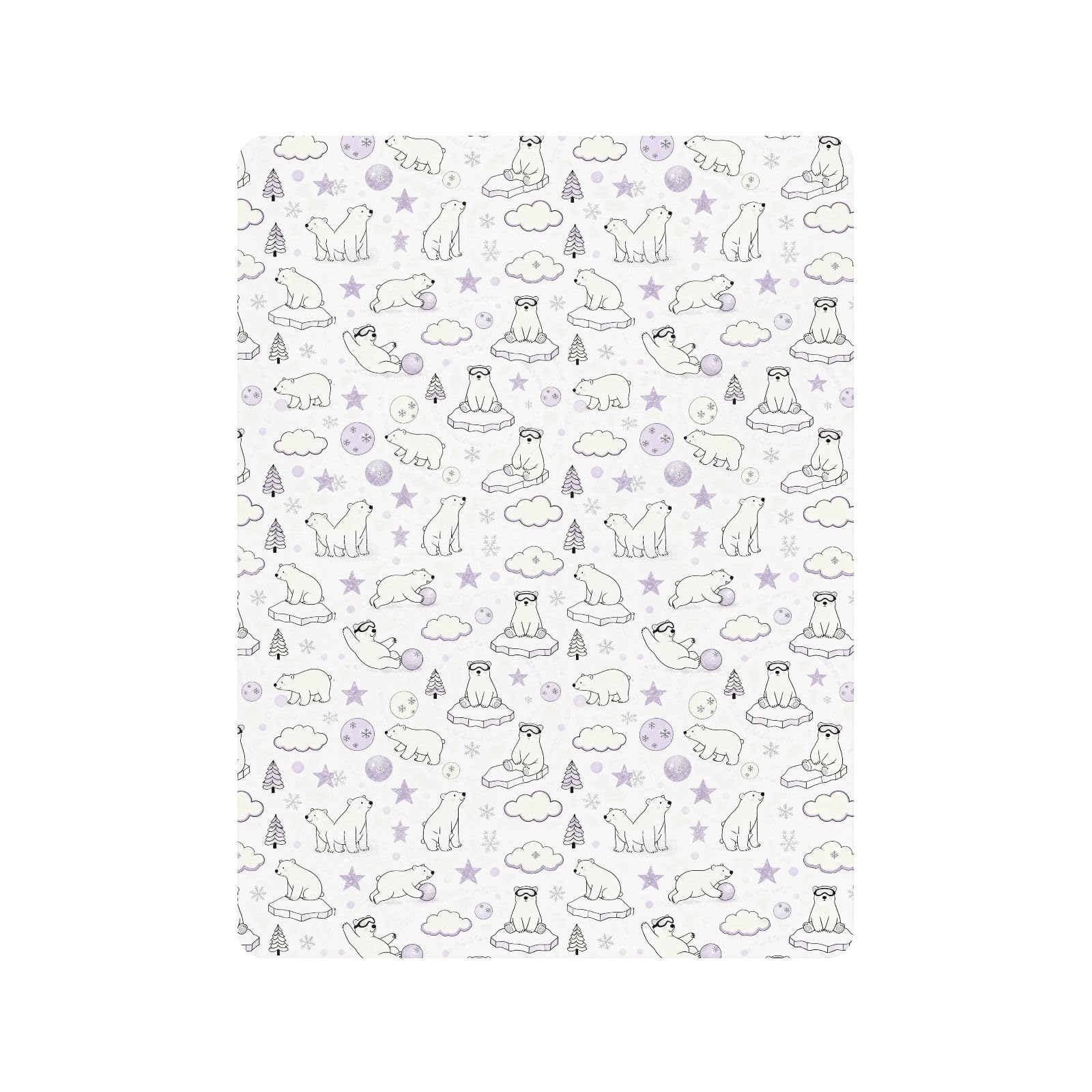 Lenzuola per culla in cotone morbido elastico viola divertente orso polare mussola biancheria da letto per culla per vivaio 1 confezione cuna de acolchonado 52x28