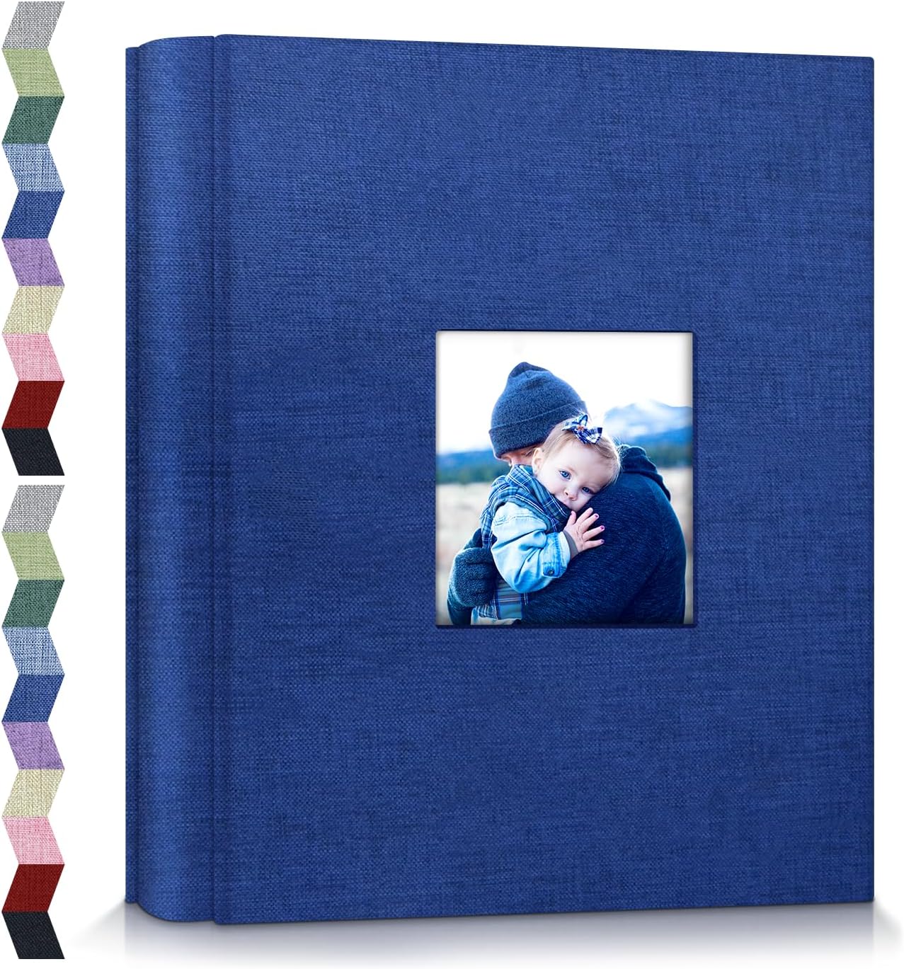 Popotop 6x4 Photo Album 600 Pockets, Linen Cover with Display Window, Slip in Picture Album for Wedding, Family Memories, Baby, Anniversary & Vacation Keepsakes, Large Capacity Photobook Dark Blue