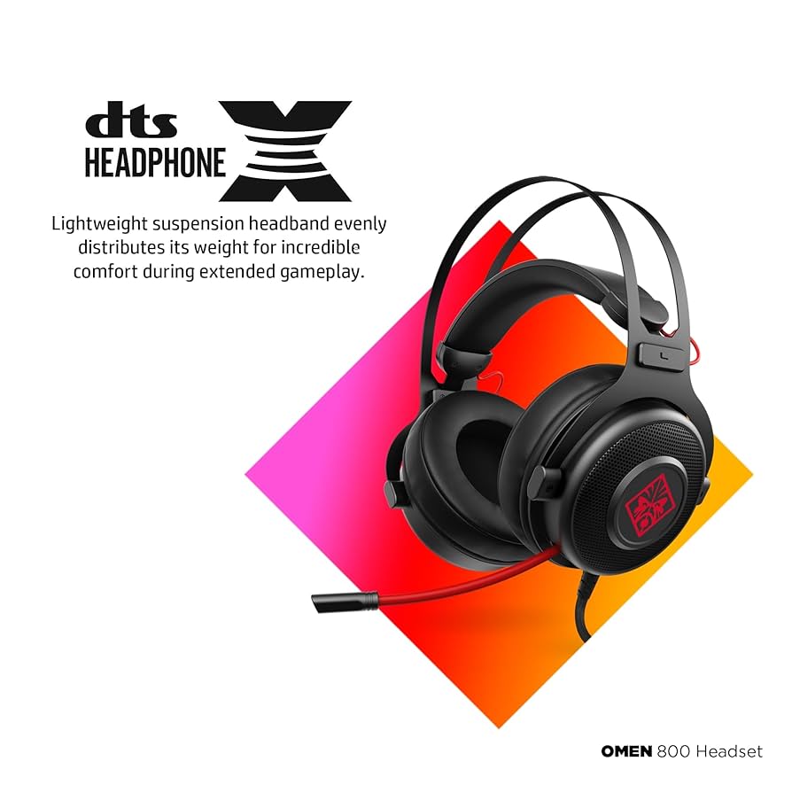 OMEN ヘッドセット 800 HP OMEN Wired Gaming Headset 800 | Black & Red | 1KF76AA#ABL