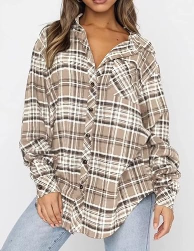 Miniatura 2 de Lacozy Camisa de franela a cuadros de búfalo para mujer, blusas de manga larga con cuello y botones
