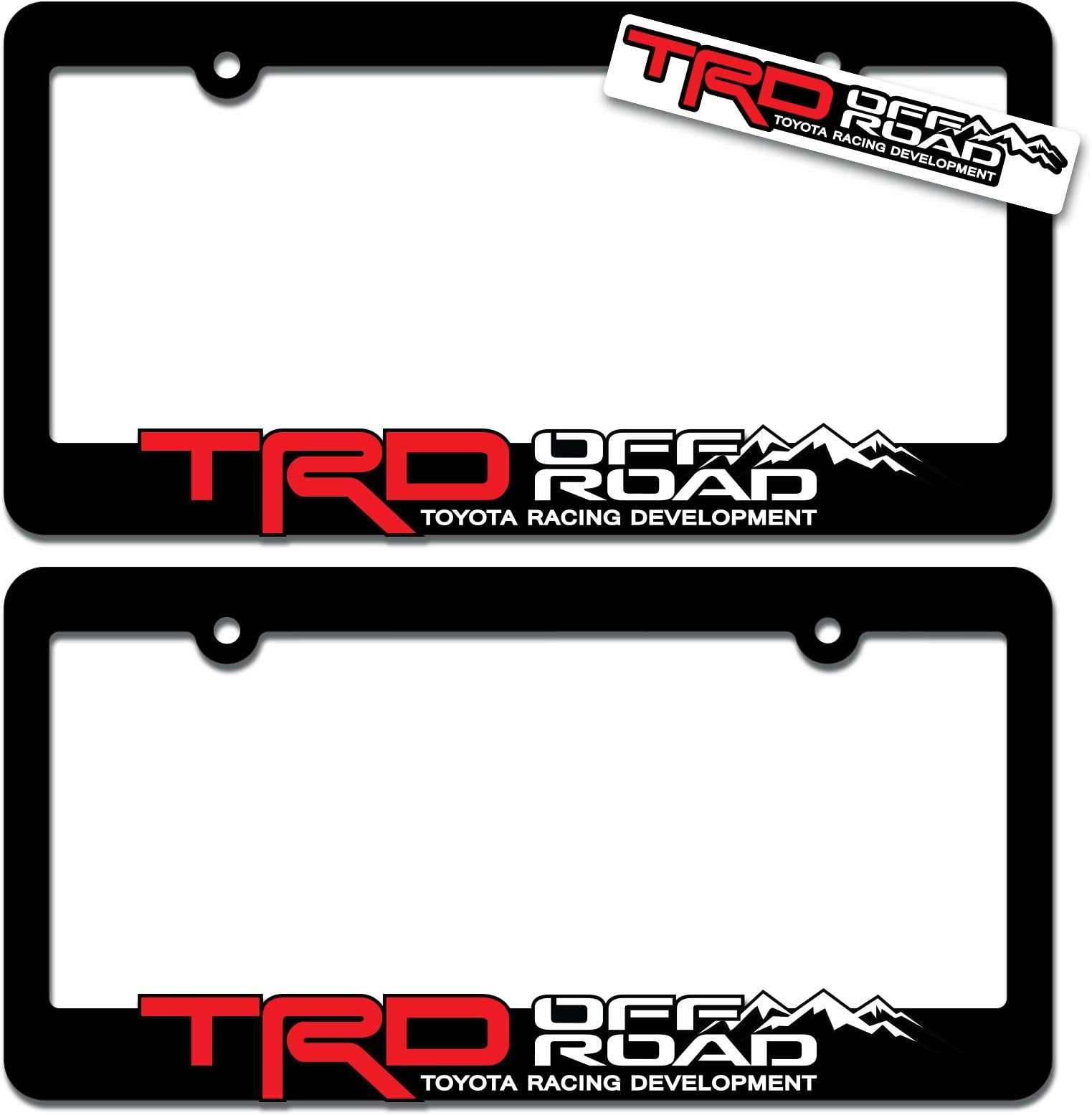 TRD OFF ROAD (2) License Plate Frames Toyota Racing Development 3D Letter Frame Brackets (1-Pair)