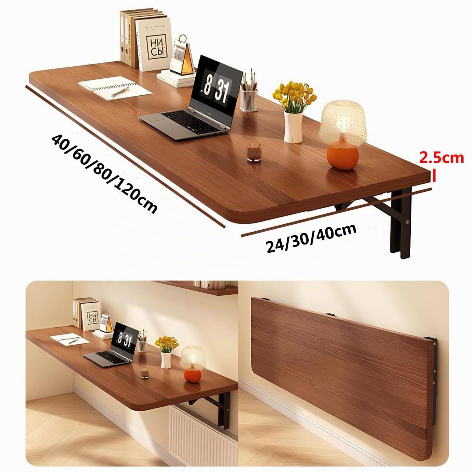 Mesa Plegable de Pared, Escritorio Ahorra Espacio, multifunción