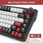 75% Clavier de jeu mécanique, Claque de jeu filaire bleu compact avec commutateurs rouges, EVA Mousse, contrôle du genou, MageGee STAR75 portatif NKRO PC Clavier jeu - noir & blanc