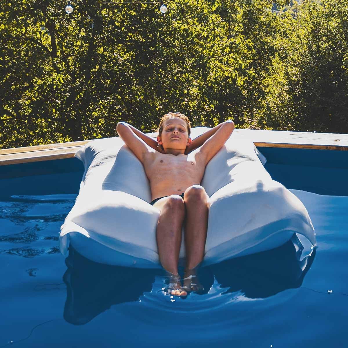 Pouf Galleggiante Gigante LiveDeco POOL Blu - 170x130 Cm, Sfoderabile, Per Piscina, Riempimento Palline Polistirolo M1 - Foto 2