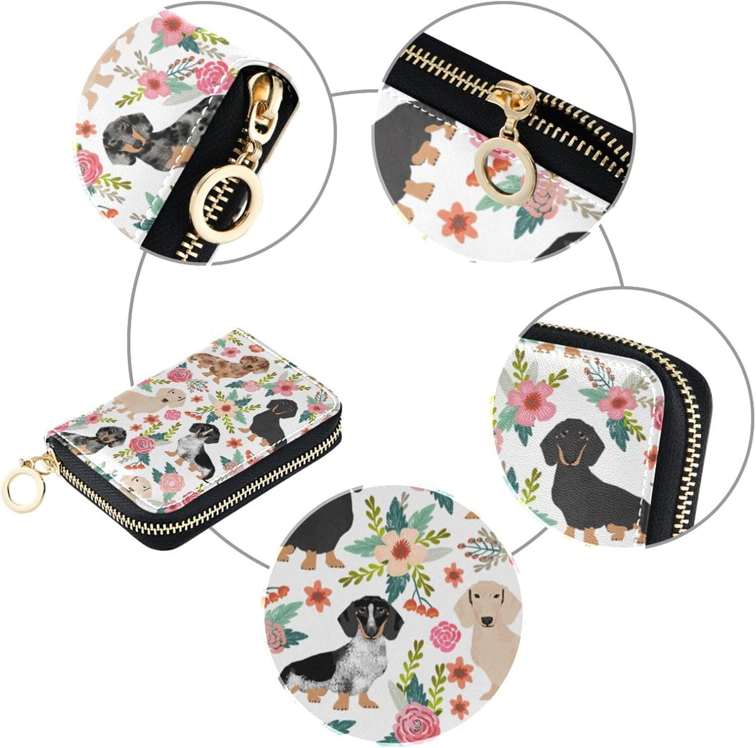 Dachshund Dog RFID Credit Card Holder Wallets Accordion for Women Leather Zipper Card Case Accordion Wallet for Ladies Girls - Image 3