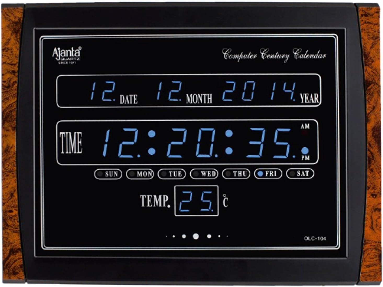 Buy Ajanta Quartz Digital Blue LED Rectangle Wall Clock OLC - 104 (39.6 ...