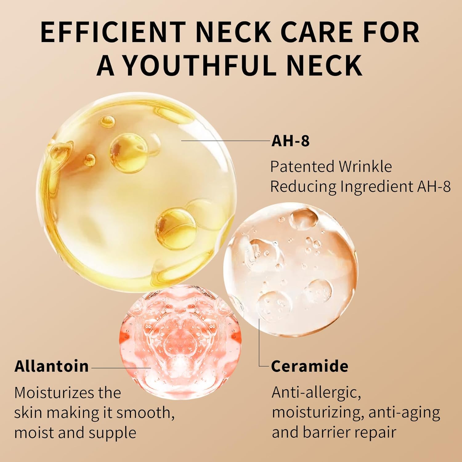 Ycz AH-8 Neck Firming Cream with Roller for Crepey Skin Body Care Comfort, Moisturizing, Anti-Aging Neck Cream with Peptide, Collagen, Smooths Wrinkles & Fine Lines Skin Care Skin Repair - Image 6