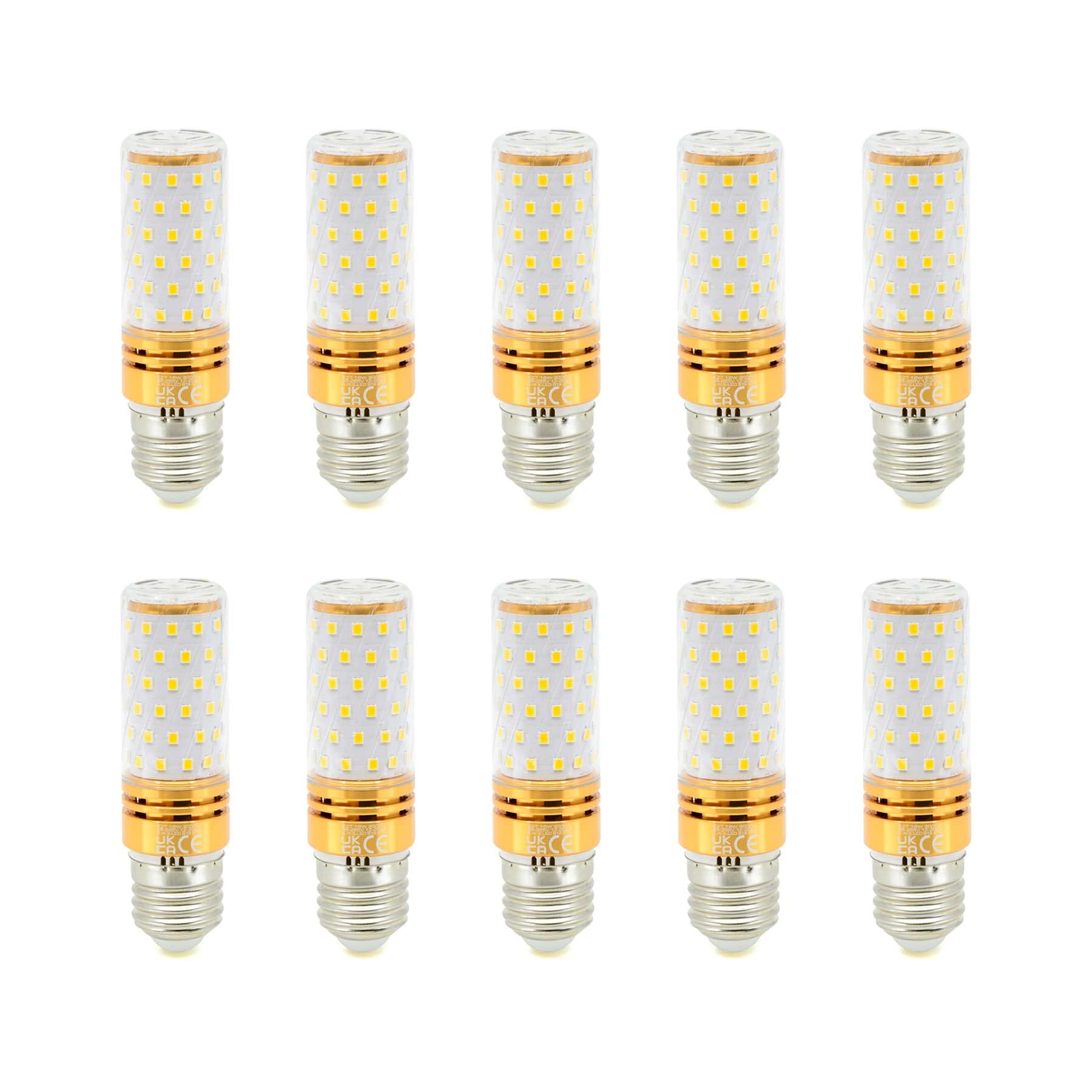 G.W.S® E27 Edison Screw LED Corn Bulb, 16W 2016Lms Day White 6000K, 360° Beam Angle, Pack of 10