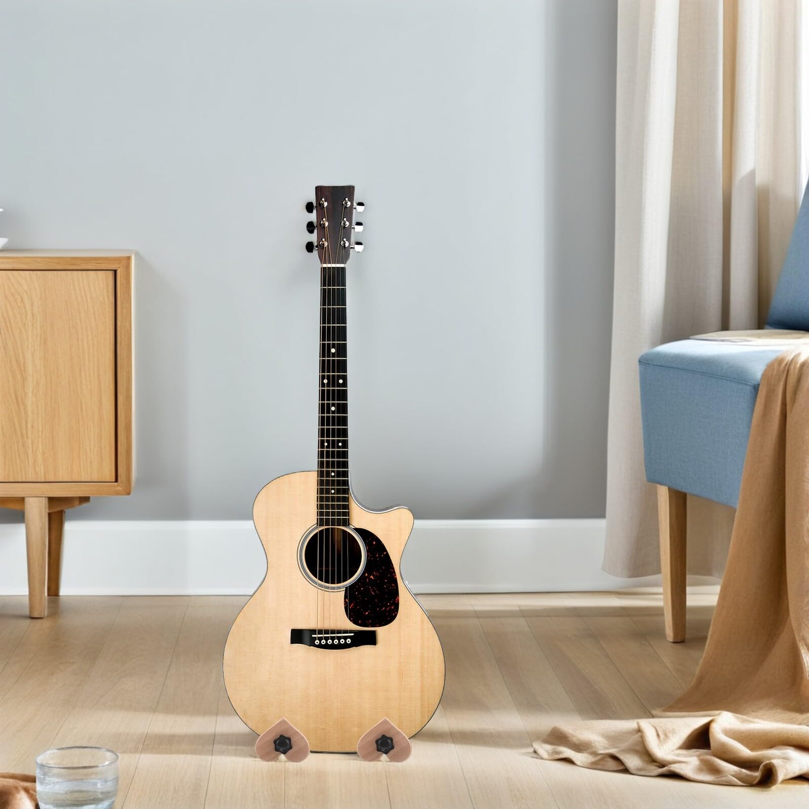 Beaupretty Zwei Stück Gitarrenständer aus Buchenholz Verstellbarer Rutschfester Bodenhalter für Akustik und E-gitarren Ukulelenhalter für Anfänger Wohnraum und Studio