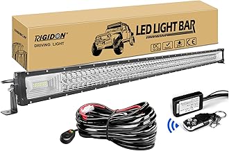 RIGIDON 50 pouces 127 cm 648W led light barre avec 12V stroboscopique faisceau de câblage kit, Barre d'éclairage led, barre lumineuse led pour offroad Véhicules Voiture camions SUV ATV 4x4,6000K