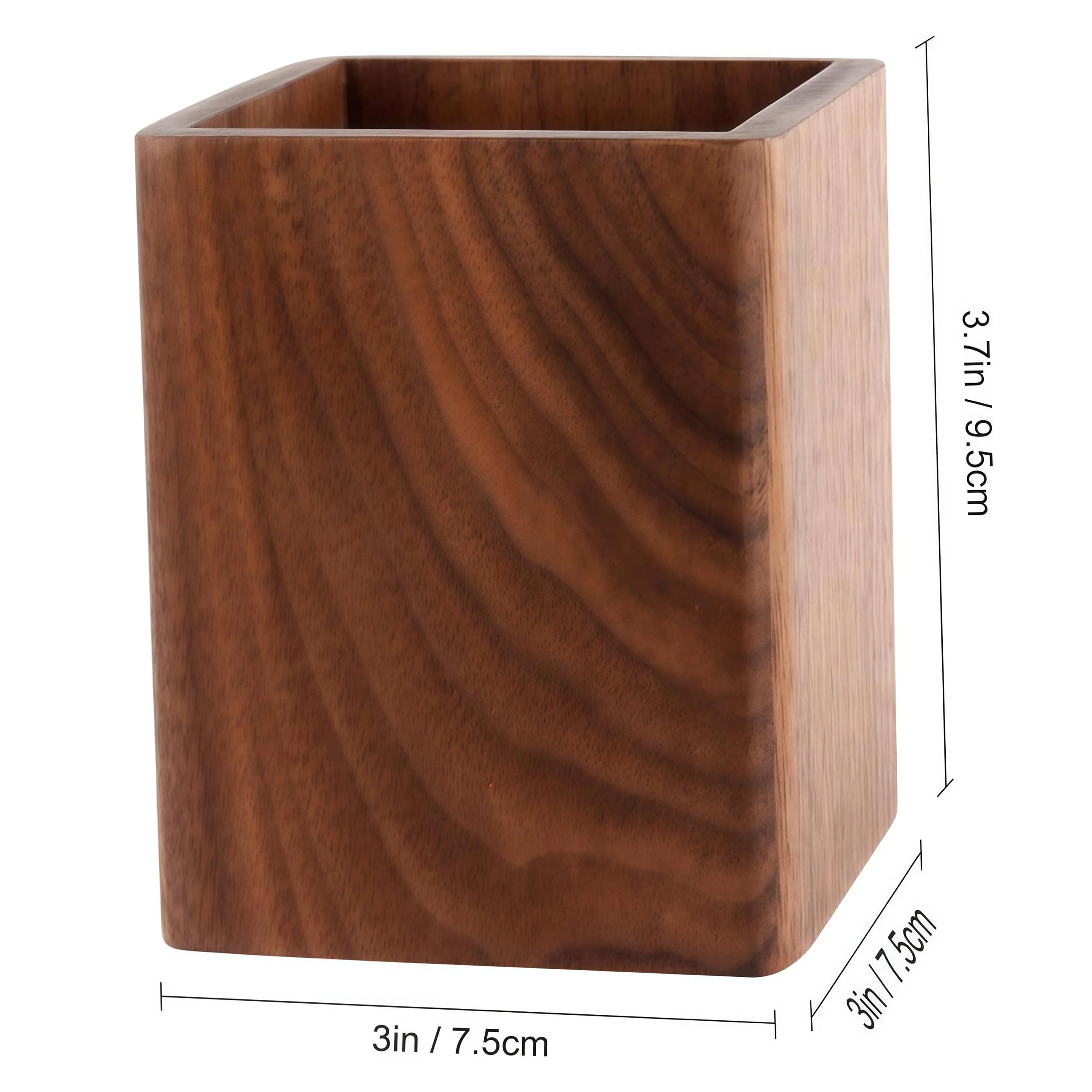 Titular de madera natural de escritorio lápiz organizador escritorio oficina lápices soporte simple (nogal negro)