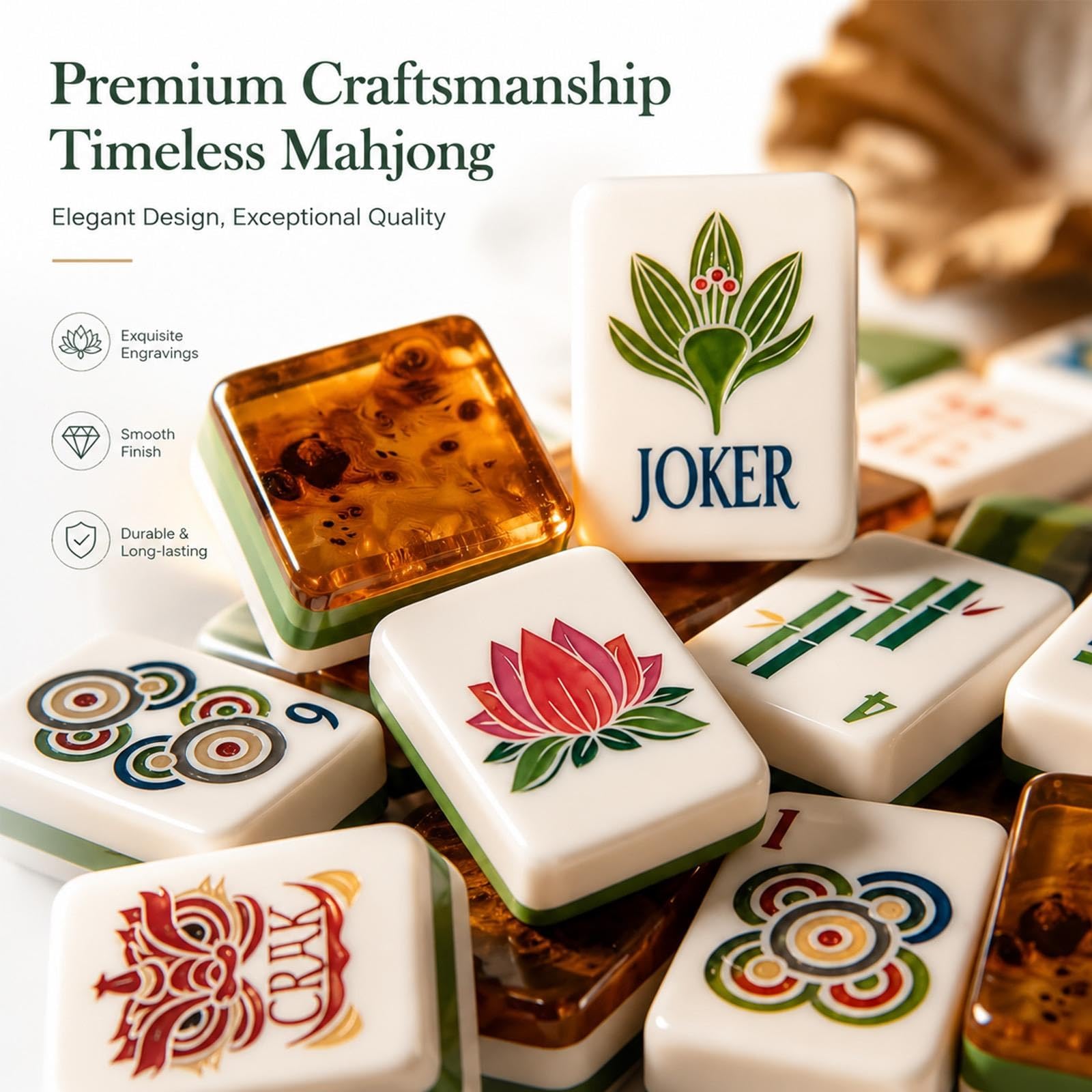 Set di Mahjong a 4 strati, composto da 160 tessere acriliche e tessere