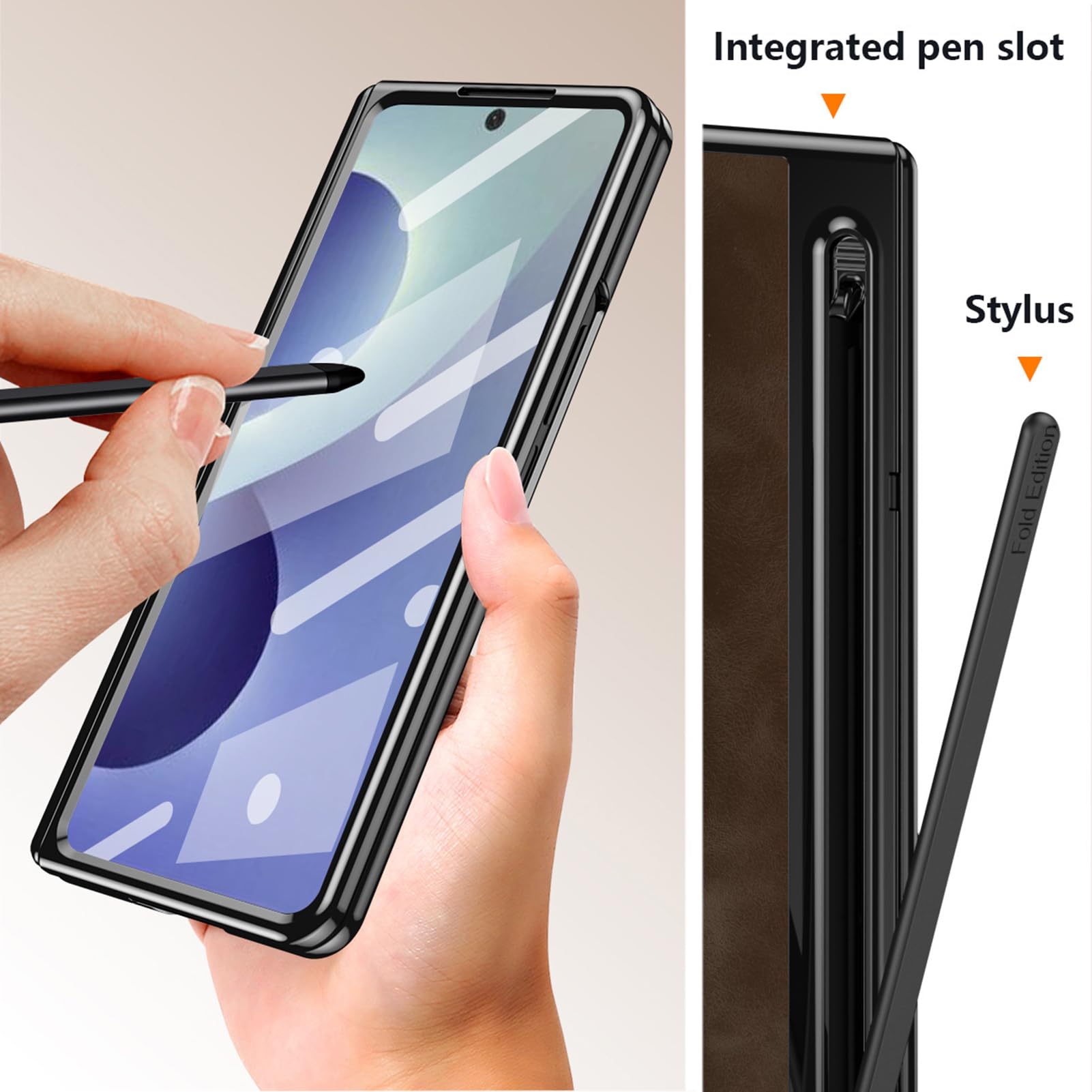 Custodia Vintage Per Samsung Galaxy Z Fold 8 Ultra, Stand, Penna | Pelle vintage con stand regolabile e portapenna. Antishock, totale, protezione lente(Brass)
