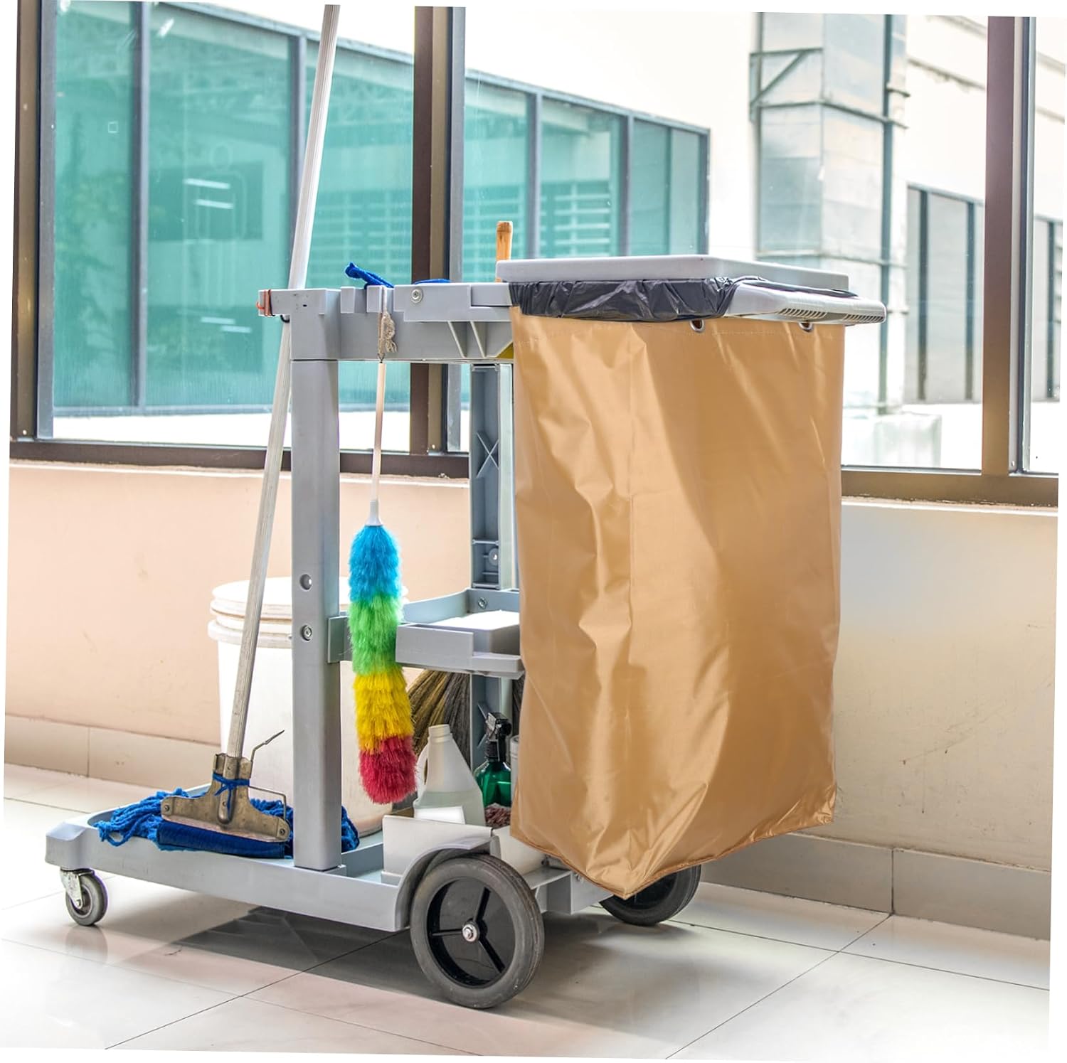 Cleaning Caddy Bag for Housekeepers Janitorial Bags for Cart Waterproof Canvas Cleaning Caddy Tote Bag