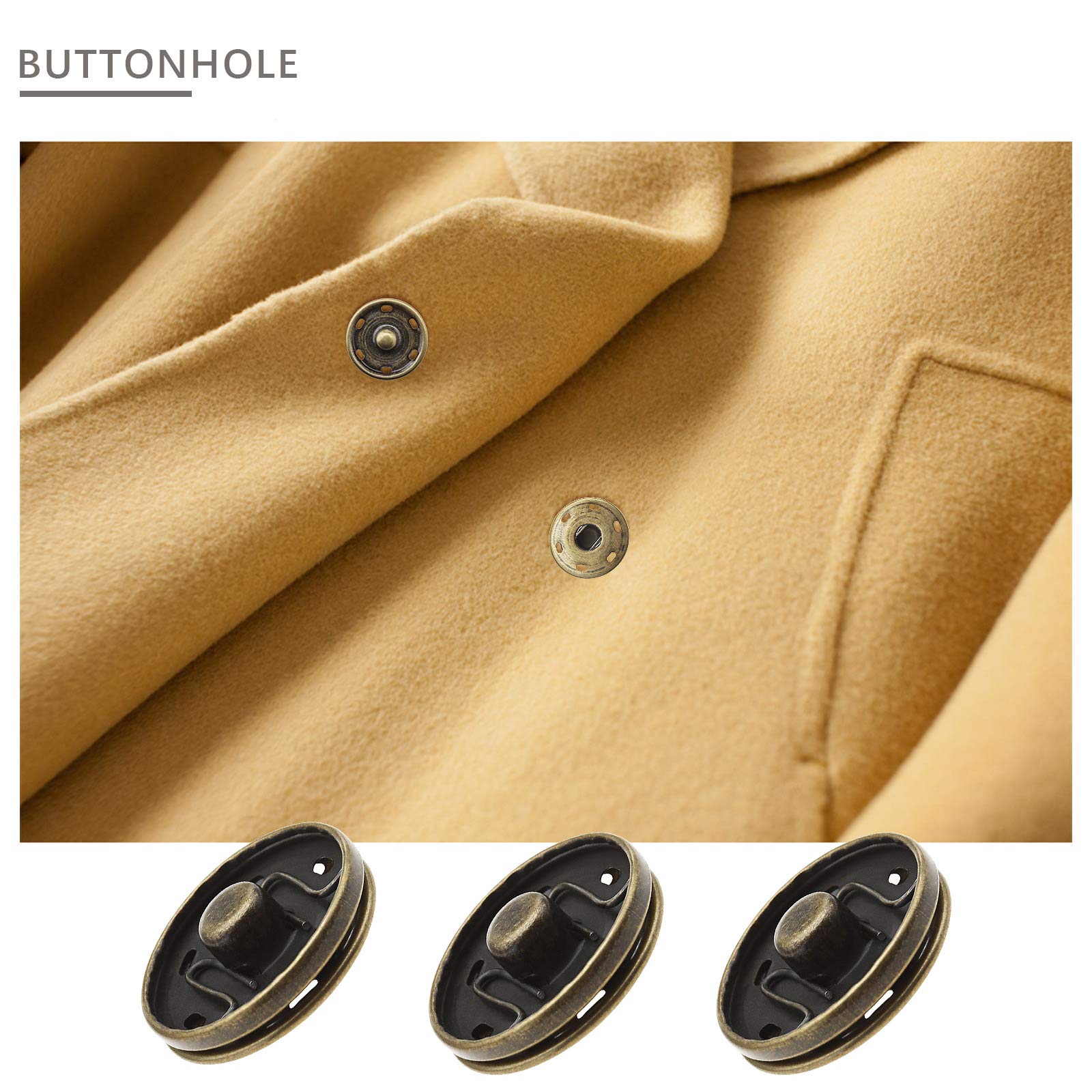 30 Set Di Bottoni A Pressione In Rame Da 12 Mm – Colore Anti Ottone, Per Cucito, Pelle, Abbigliamento, Artigianato - 2