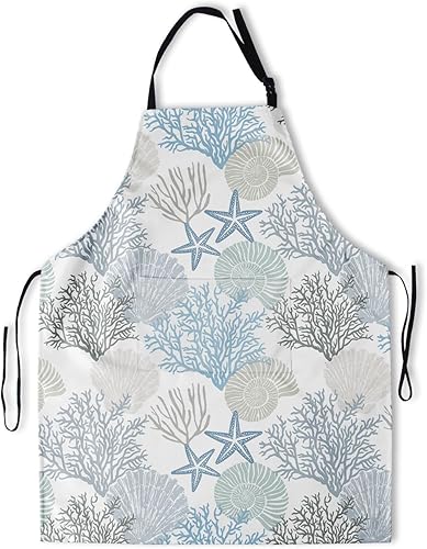 Miniatura 36 de Giwawa Delantal unisex para adultos, impermeable, resistente a las manchas, delantal de cocina con 2 bolsillos para BBQ, parrilla y pintura