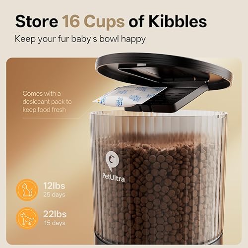 Miniatura 6 de PETULTRA Comedero automático para gatos con aplicación, dispensador de comida para gatos WiFi, alimentador automático programable de 4 litros, 10