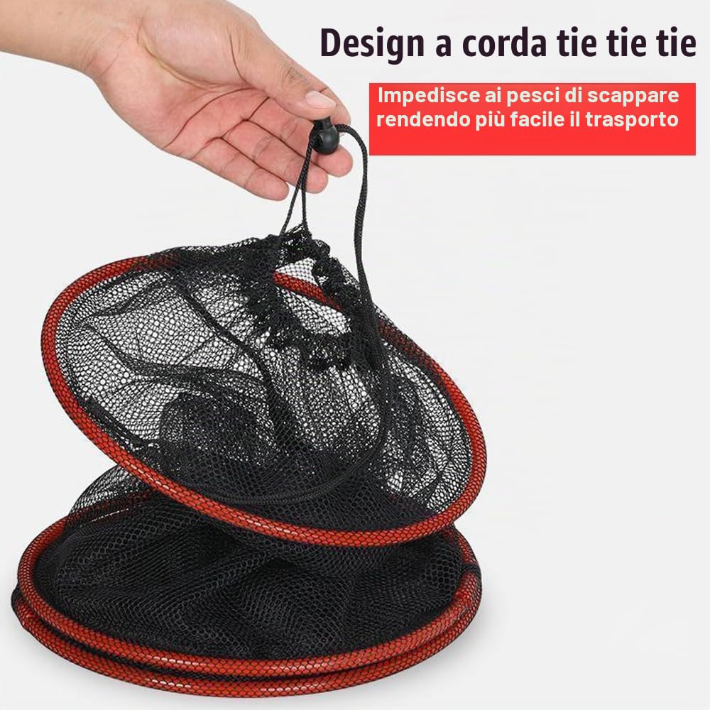 Cestino da Pesca per Pesci Vivi, Gabbia per Rete da Pesca Pieghevole, Cesto Galleggiante per Pesce con Design a Corda per la Pesce All'aperto