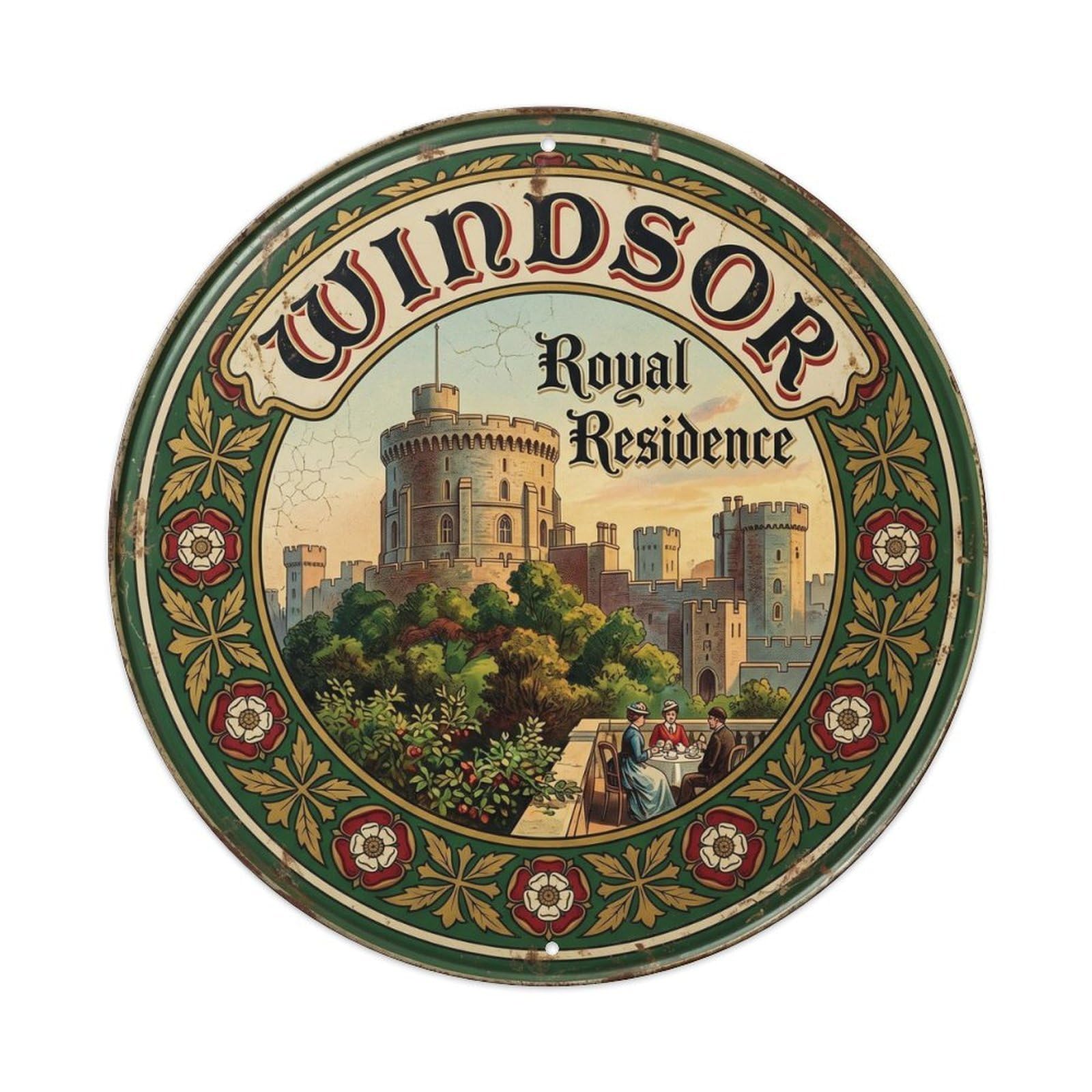 Vintage Travel Windsor Castle England Metal Tin Sign