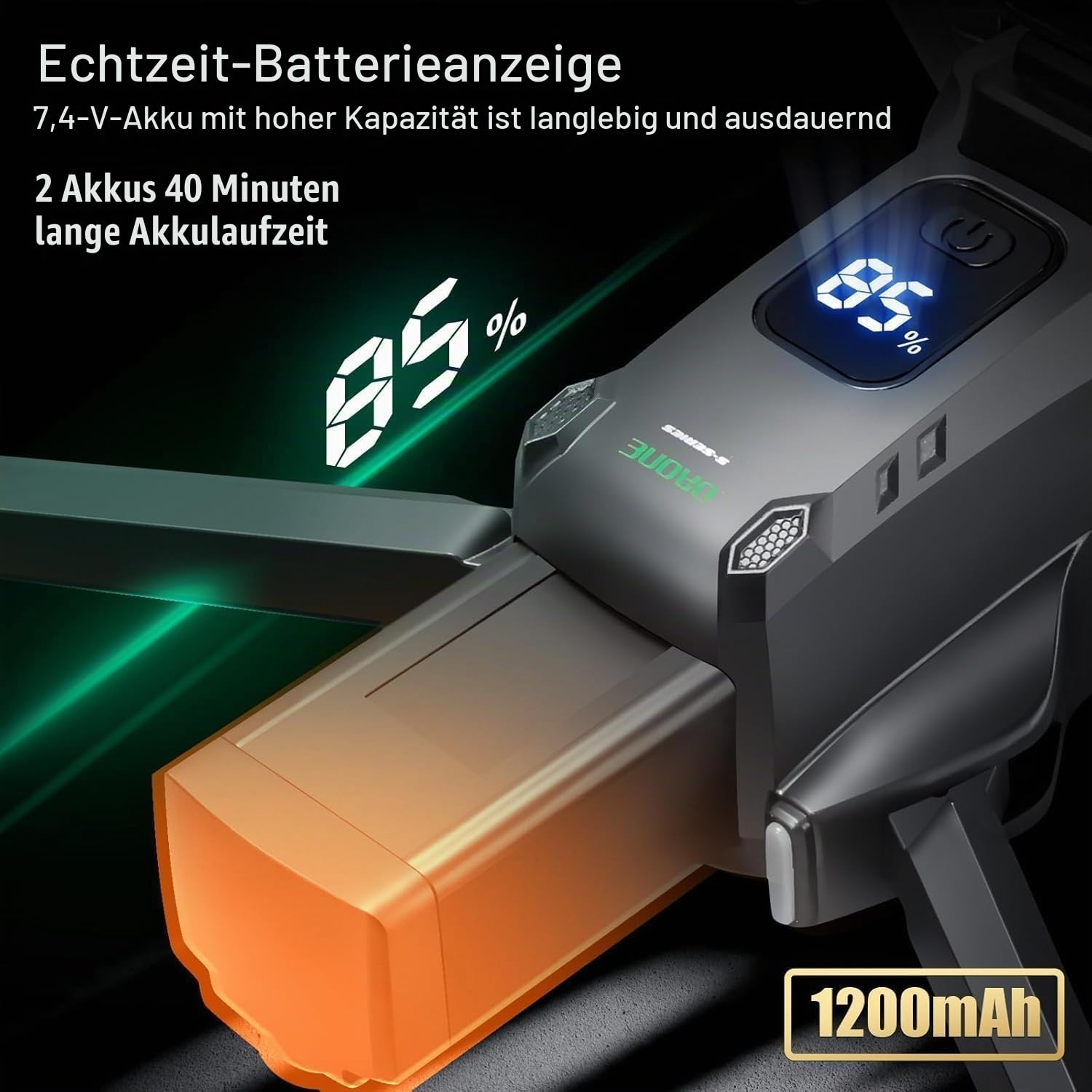 OBEST GPS Drohne mit 4K Kamera Fernbedienung mit 5.9" Bildschirm SD Karte | Faltbare FPV Drone, 2 Akkus 40 Mins, 5G Übertragung RC Quadcopter für Erwachsene, Echtzeit Akkustandsanzeige