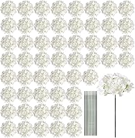 Auihiay 64 Pack Ivory Artificial Silk Hydrangea Flowers with Bendable Stems - Bulk Heads for Wedding Centerpieces, Party Home Garden Decor