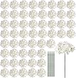 Auihiay 64 PCS Artificial Hydrangea Flowers, Silk Hydrangea Full Flowers Heads with Stems for Wedding Centerpieces, Home, Garden, Baby Shower, Party Decoration (Ivory)