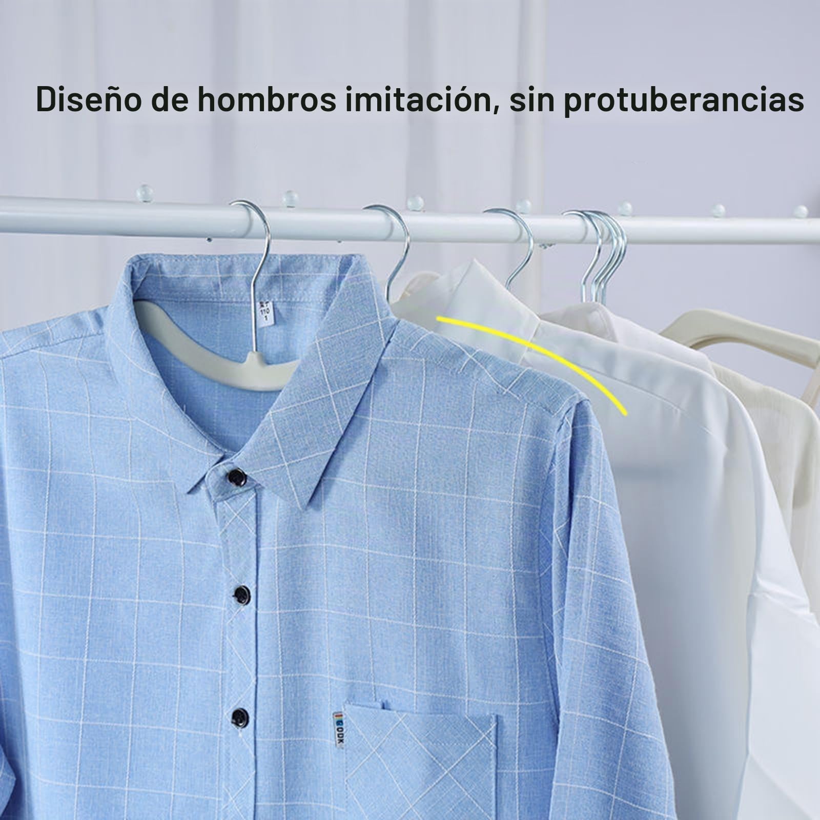 Perchas de terciopelo, paquete de 50 perchas ultra delgadas y de cuello corto, gancho giratorio de 360 grados, ahorro de espacio D