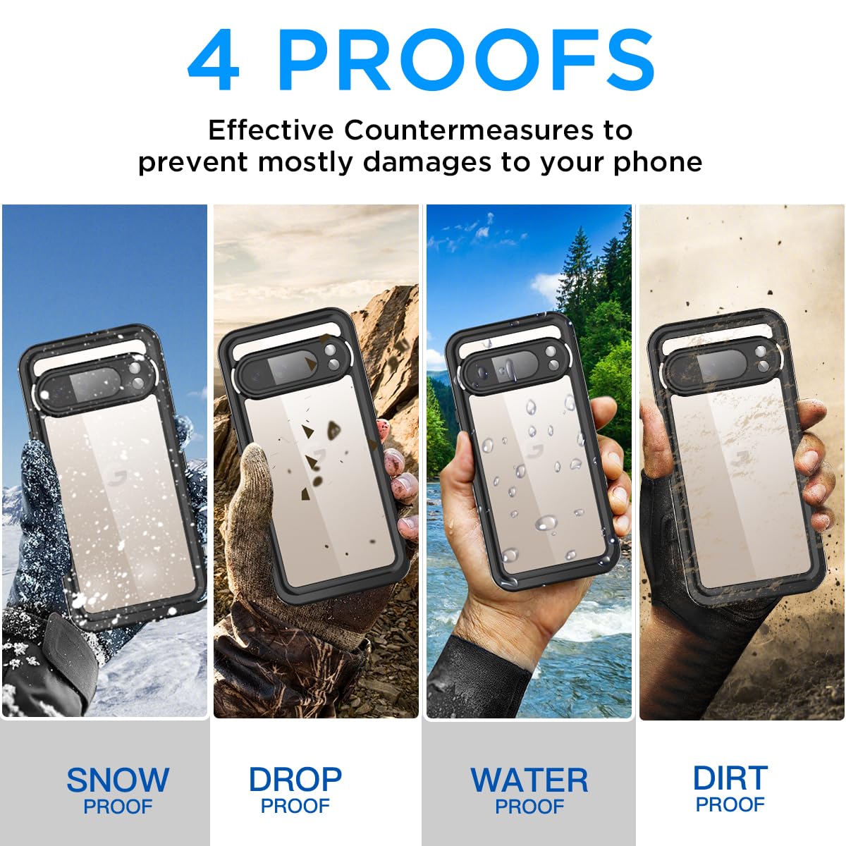 AICase Per Google Pixel 10 Pro, custodia impermeabile a 360 gradi, protezione completa per esterni, protezione completa IP68, protezione subacquea per Google Pixel 10 Pro 2025