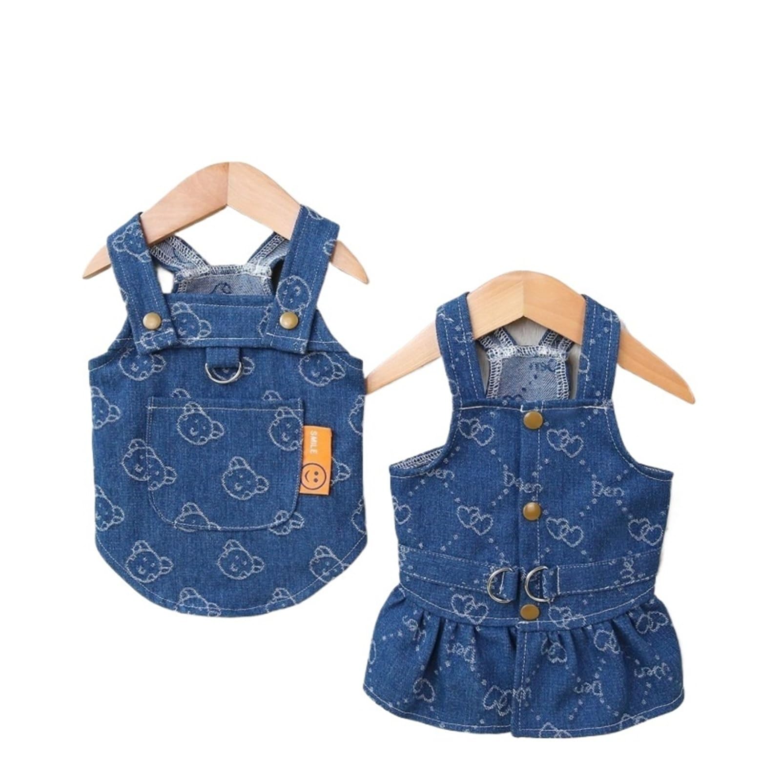 Ropa for Perros pequeños, Vestidos de Lujo diseñador for Cachorros y niñas, for Gatos, Pantalones Vaqueros con arnés, Chaleco, Vestido Vaquero una Pieza S-XXL(Dress,XL)
