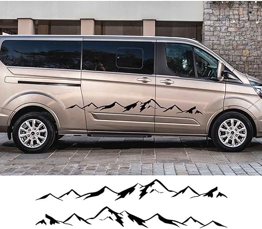 Amazon 車のステッカー車のドアサイドスカートステッカーアウトドアエディションマウンテンストライプグラフィックス車体ビニールデカール 日産nv0用 Ledテープ 車 バイク