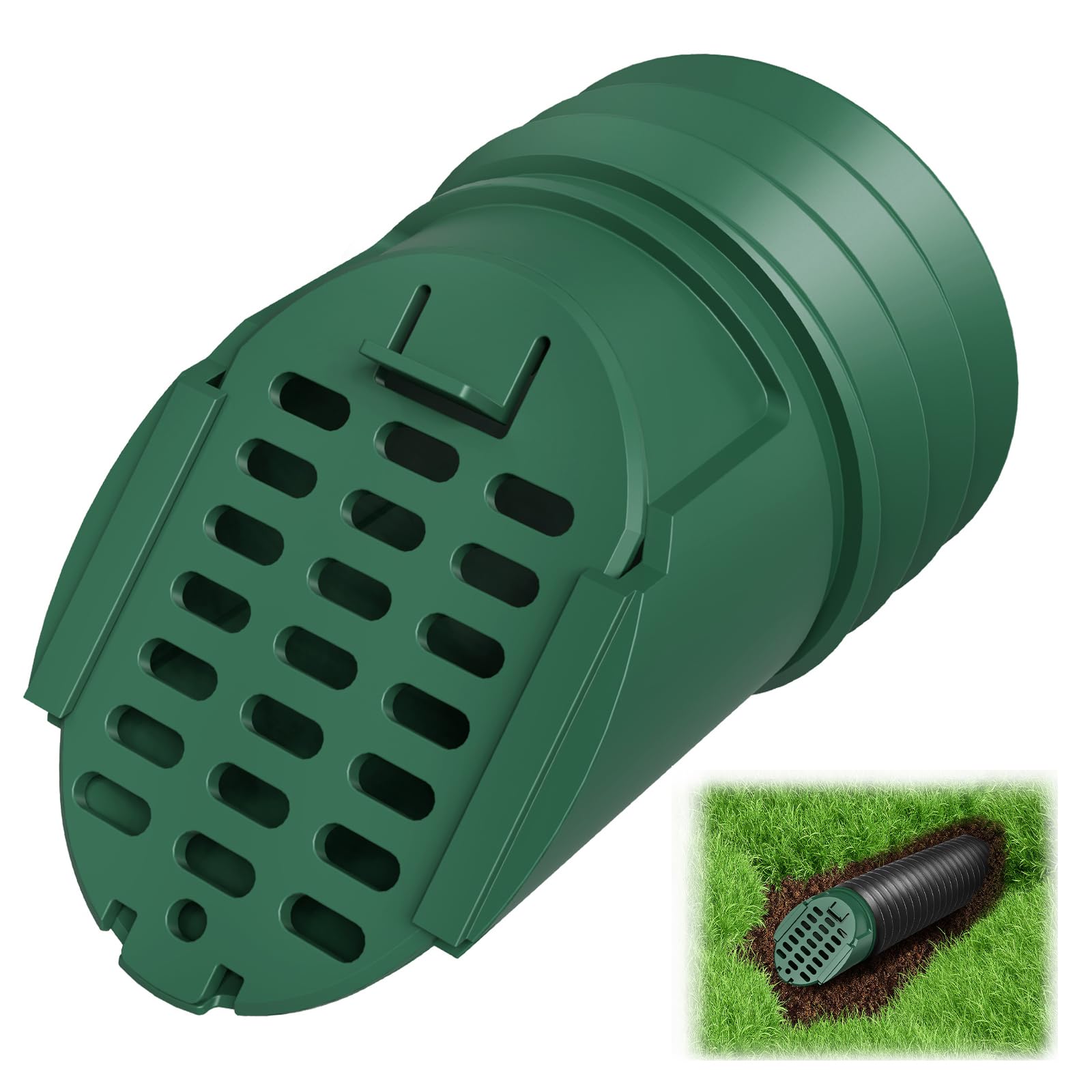 Photo 1 of 1 Pack Downspout Rodent Guard, Twist In Insert for 4" Round Rain Gutter Downspout Extension Hose to Block Animals and Debris, with Leaf Filter Design (Green)